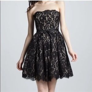 Robert Rodriguez Neiman Marcus Strapless Lace Fit & Flare Cocktail Dress Black